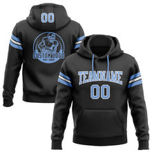Charger l'image dans la galerie, Custom Stitched Black Light Blue-White Football Pullover Sweatshirt Hoodie