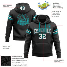 Charger l'image dans la galerie, Custom Stitched Black White-Aqua Football Pullover Sweatshirt Hoodie
