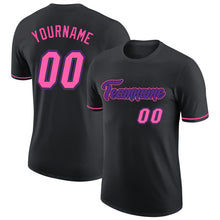 Load image into Gallery viewer, Custom Black Pink-Purple Performance T-Shirt