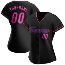 Load image into Gallery viewer, Custom Black Pink-Purple Authentic Baseball Jersey