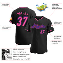 Load image into Gallery viewer, Custom Black Pink-Purple Authentic Baseball Jersey