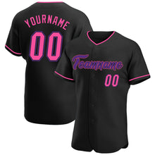Load image into Gallery viewer, Custom Black Pink-Purple Authentic Baseball Jersey