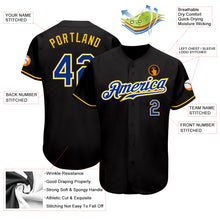 Load image into Gallery viewer, Custom Black Royal-Gold Authentic Baseball Jersey