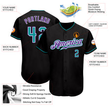 Load image into Gallery viewer, Custom Black Teal-Purple Authentic Baseball Jersey