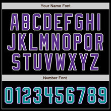 Load image into Gallery viewer, Custom Black Teal-Purple Authentic Baseball Jersey