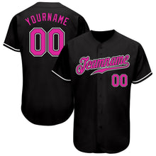 Load image into Gallery viewer, Custom Black Deep Pink-White Authentic Baseball Jersey
