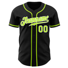 Load image into Gallery viewer, Custom Black Neon Green-White Authentic Baseball Jersey