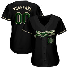 Load image into Gallery viewer, Custom Black Green-Cream Authentic Baseball Jersey