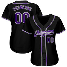 Load image into Gallery viewer, Custom Black Purple-White Authentic Baseball Jersey