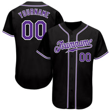 Load image into Gallery viewer, Custom Black Purple-White Authentic Baseball Jersey