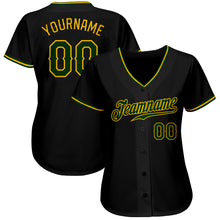 Load image into Gallery viewer, Custom Black Green-Gold Authentic Baseball Jersey