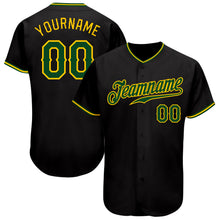 Load image into Gallery viewer, Custom Black Green-Gold Authentic Baseball Jersey