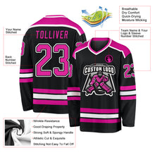 Load image into Gallery viewer, Custom Black Deep Pink-White Hockey Jersey