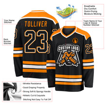 Load image into Gallery viewer, Custom Black Black-Bay Orange Hockey Jersey