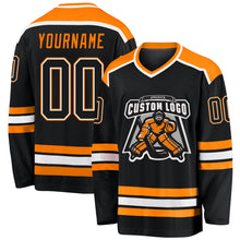 Load image into Gallery viewer, Custom Black Black-Bay Orange Hockey Jersey