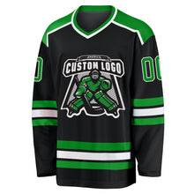 Load image into Gallery viewer, Custom Black Grass Green-White Hockey Jersey