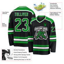 Load image into Gallery viewer, Custom Black Grass Green-White Hockey Jersey