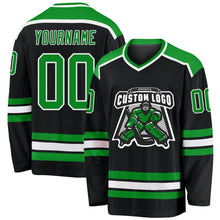Load image into Gallery viewer, Custom Black Grass Green-White Hockey Jersey