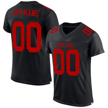 Laden Sie das Bild in den Galerie-Viewer, Custom Black Red Mesh Authentic Football Jersey