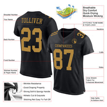 Загрузить изображение в средство просмотра галереи, Custom Black Old Gold Mesh Authentic Football Jersey