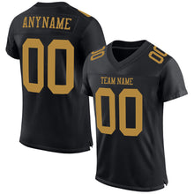 Загрузить изображение в средство просмотра галереи, Custom Black Old Gold Mesh Authentic Football Jersey