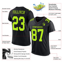Charger l'image dans la galerie, Custom Black Neon Green Mesh Authentic Football Jersey