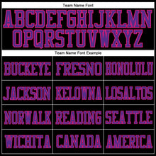 Load image into Gallery viewer, Custom Black Hot Pink-Purple Mesh Authentic Football Jersey