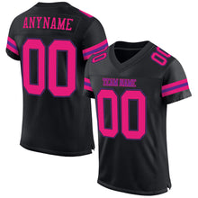 Load image into Gallery viewer, Custom Black Hot Pink-Purple Mesh Authentic Football Jersey