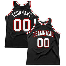 Загрузить изображение в средство просмотра галереи, Custom Black White-Red Authentic Throwback Basketball Jersey