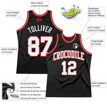 Load image into Gallery viewer, Custom Black White Gray-Red Authentic Throwback Basketball Jersey