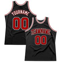 Загрузить изображение в средство просмотра галереи, Custom Black Red-White Authentic Throwback Basketball Jersey