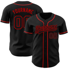 Charger l'image dans la galerie, Custom Black Black-Red Authentic Baseball Jersey