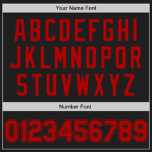 Load image into Gallery viewer, Custom Black Red Authentic Baseball Jersey