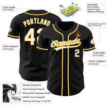 Load image into Gallery viewer, Custom Black White-Gold Authentic Baseball Jersey
