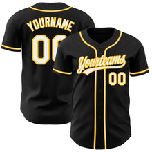 Load image into Gallery viewer, Custom Black White-Gold Authentic Baseball Jersey