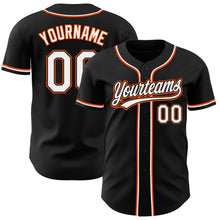 Load image into Gallery viewer, Custom Black White-Orange Authentic Baseball Jersey