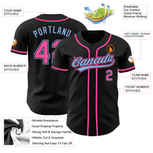Load image into Gallery viewer, Custom Black Pink-Light Blue Authentic Baseball Jersey