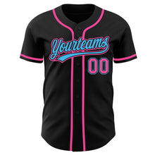 Load image into Gallery viewer, Custom Black Pink-Sky Blue Authentic Baseball Jersey