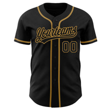 Load image into Gallery viewer, Custom Black Black-Old Gold Authentic Baseball Jersey