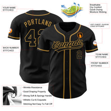 Load image into Gallery viewer, Custom Black Black-Old Gold Authentic Baseball Jersey