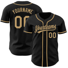 Load image into Gallery viewer, Custom Black Old Gold Authentic Baseball Jersey