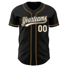 Load image into Gallery viewer, Custom Black White-Old Gold Authentic Baseball Jersey