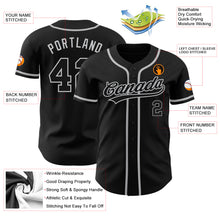 Load image into Gallery viewer, Custom Black Black-Gray Authentic Baseball Jersey