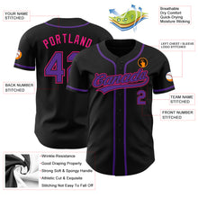 Load image into Gallery viewer, Custom Black Purple-Hot Pink Authentic Baseball Jersey