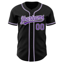 Load image into Gallery viewer, Custom Black Purple-White Authentic Baseball Jersey