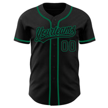 Load image into Gallery viewer, Custom Black Black-Kelly Green Authentic Baseball Jersey