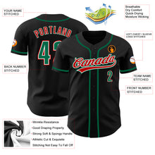 Load image into Gallery viewer, Custom Black Kelly Green-Red Authentic Baseball Jersey
