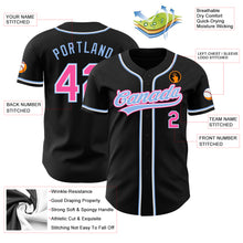 Load image into Gallery viewer, Custom Black Pink-Light Blue Authentic Baseball Jersey