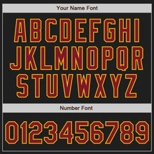 Load image into Gallery viewer, Custom Black Crimson-Gold Authentic Baseball Jersey