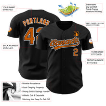 Load image into Gallery viewer, Custom Black Texas Orange-White Authentic Baseball Jersey